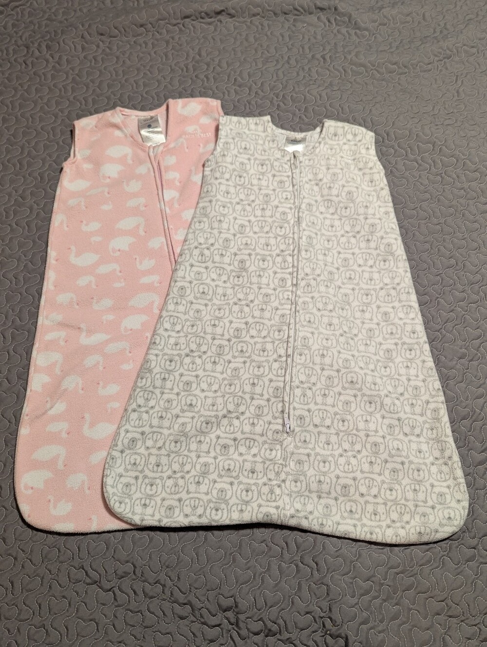 Lot of 2 Fleece Halo Sleep Sack Patterned 6-12 mo Medium Full Zip Closure